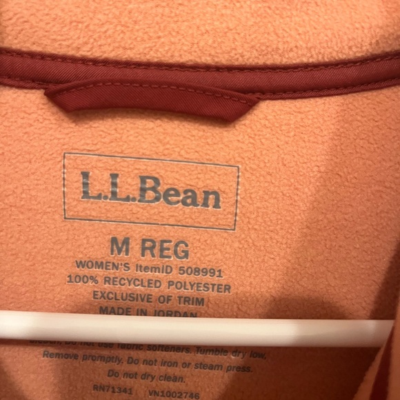 L.L. Bean Coral Fleece Jacket with Burgundy Trim - Picture 2 of 3